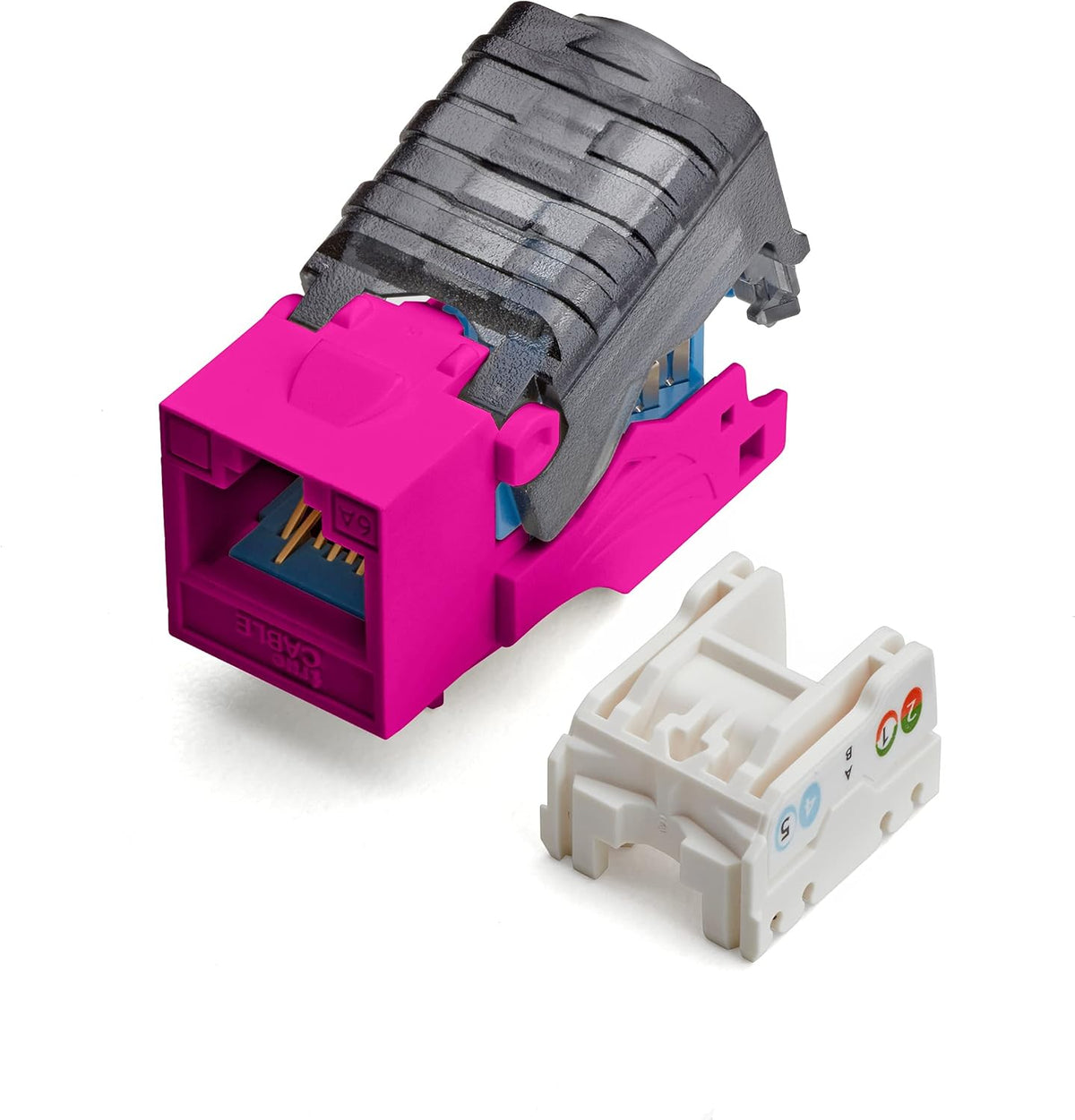 White Cat6A Toolless Keystone Jack, 12 Pack L34231