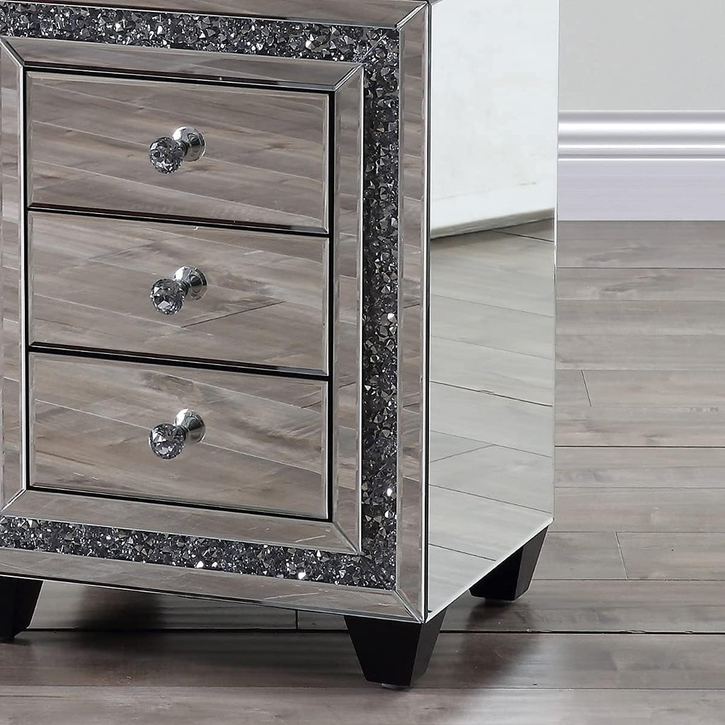 Mirrored Nightstand with Three Drawers Q274266
