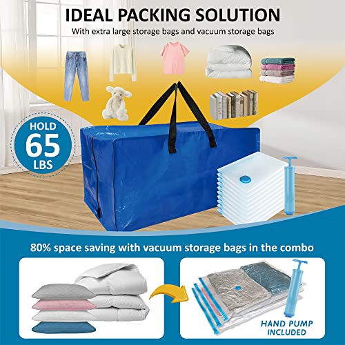 6 Pack Heavy Duty Extra Large Moving Bags with Backpack Straps & Vacuum Storage Bags K4617