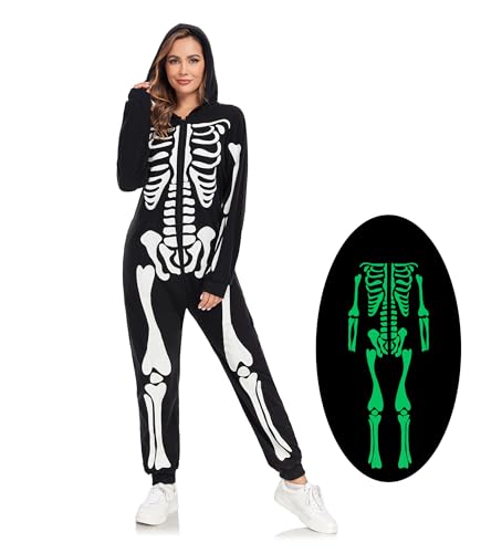 Skeleton Costume Glow in Dark Skull Onesie V916042