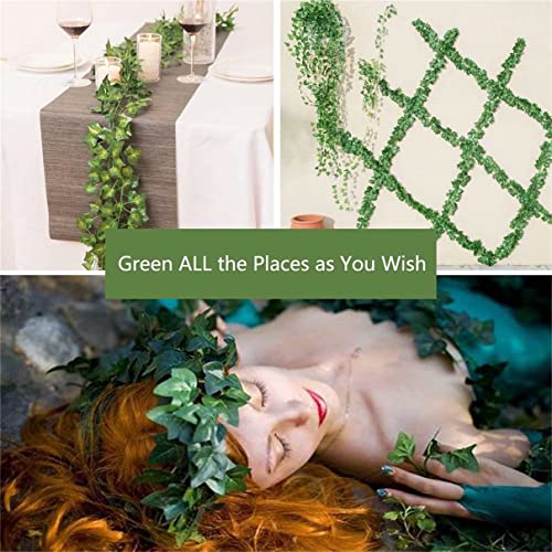 Fake Vines Artificial Ivy Garland with 100 LED String Light Hanging Plants Faux Greenery Leaves 6Pack with 100LED W7970