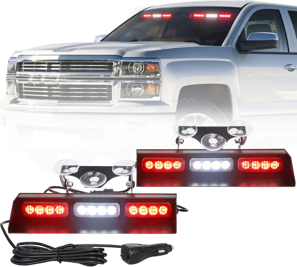 2x10" 24 LED Red White Strobe Lights Bar Pack of 2 B785