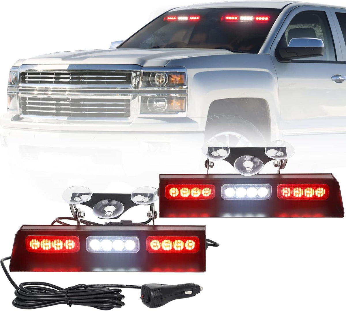 2x10" 24 LED Red White Strobe Lights Bar Pack of 2 B785