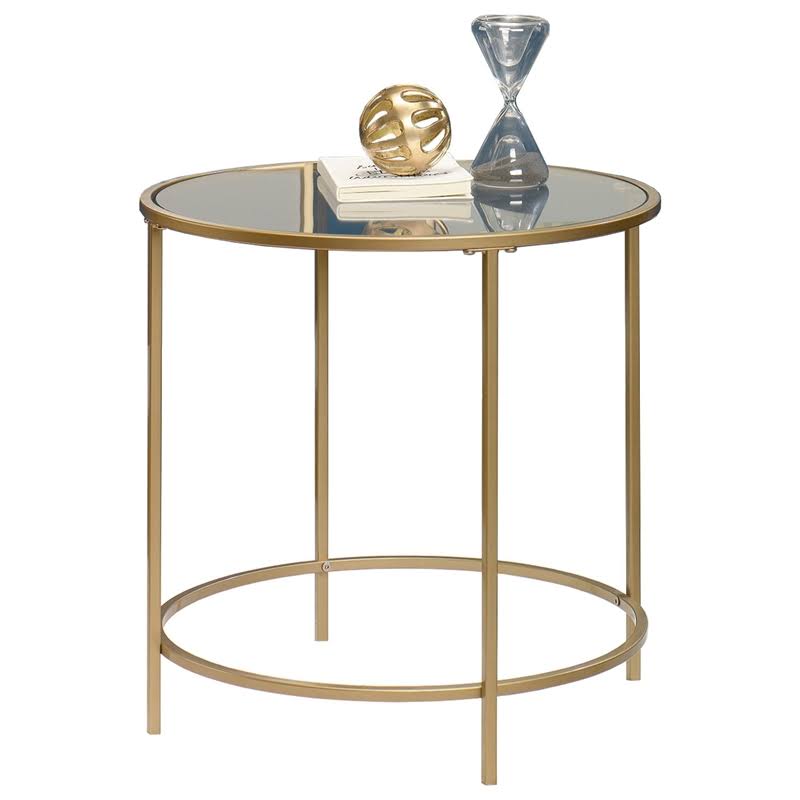 Satin Gold Round End Table C75220