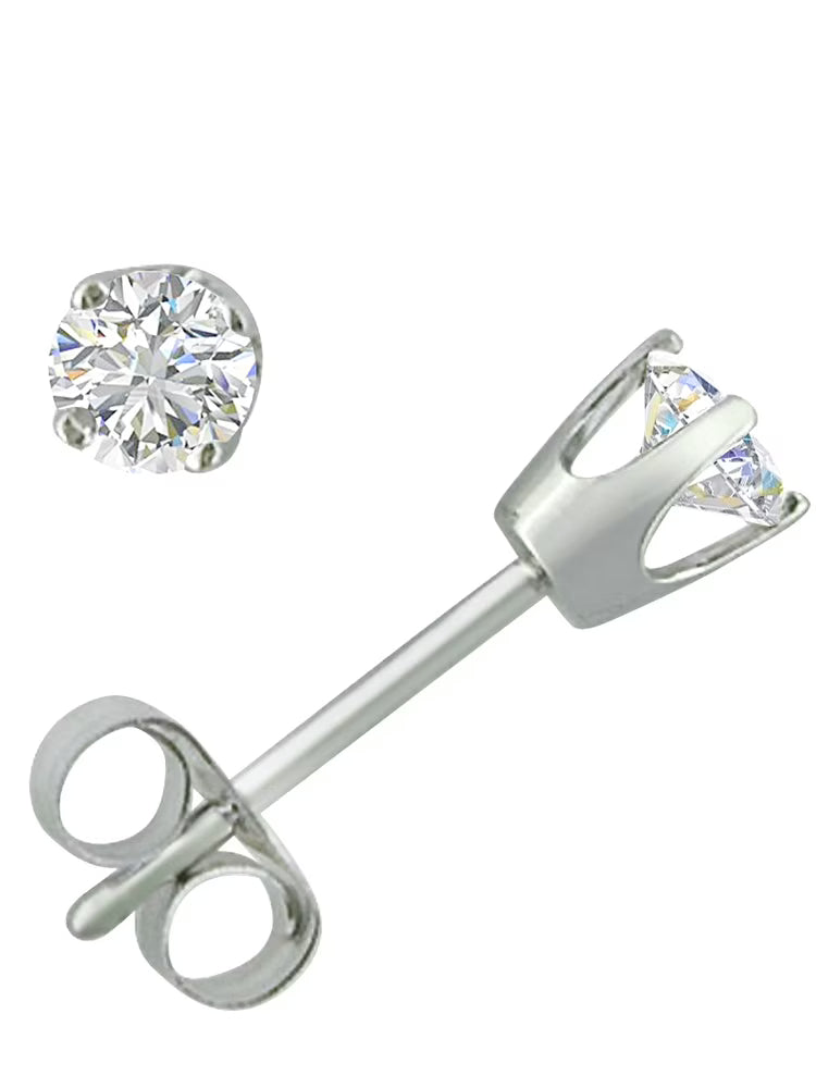 1/4ct TW Round Natural Diamond Stud Earrings in 14K White Gold N46205