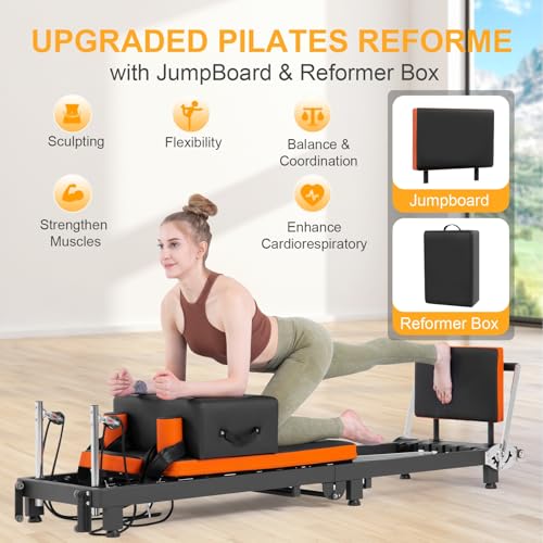 Foldable Pilates Reformer with Jump Board & Box T900641