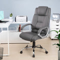 Gray Faux Leather High Back Executive Office Chair with Armrests T7421