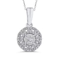 Diamond Cluster Halo Pendant Necklace in 10k White Gold E4163