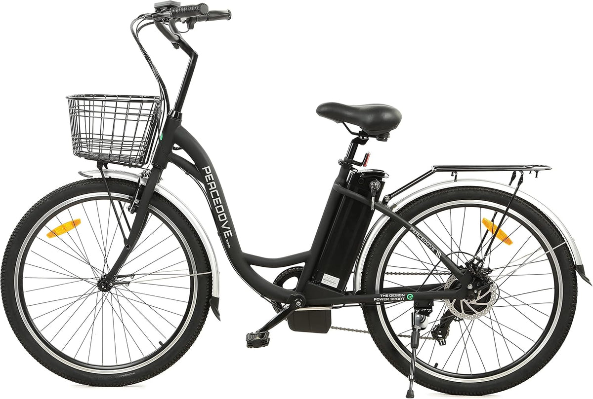 26" 350W Electric Cruiser Bike with Basket Shimano 7 Speed Removable 36V 10AH Lithium Battery V347531