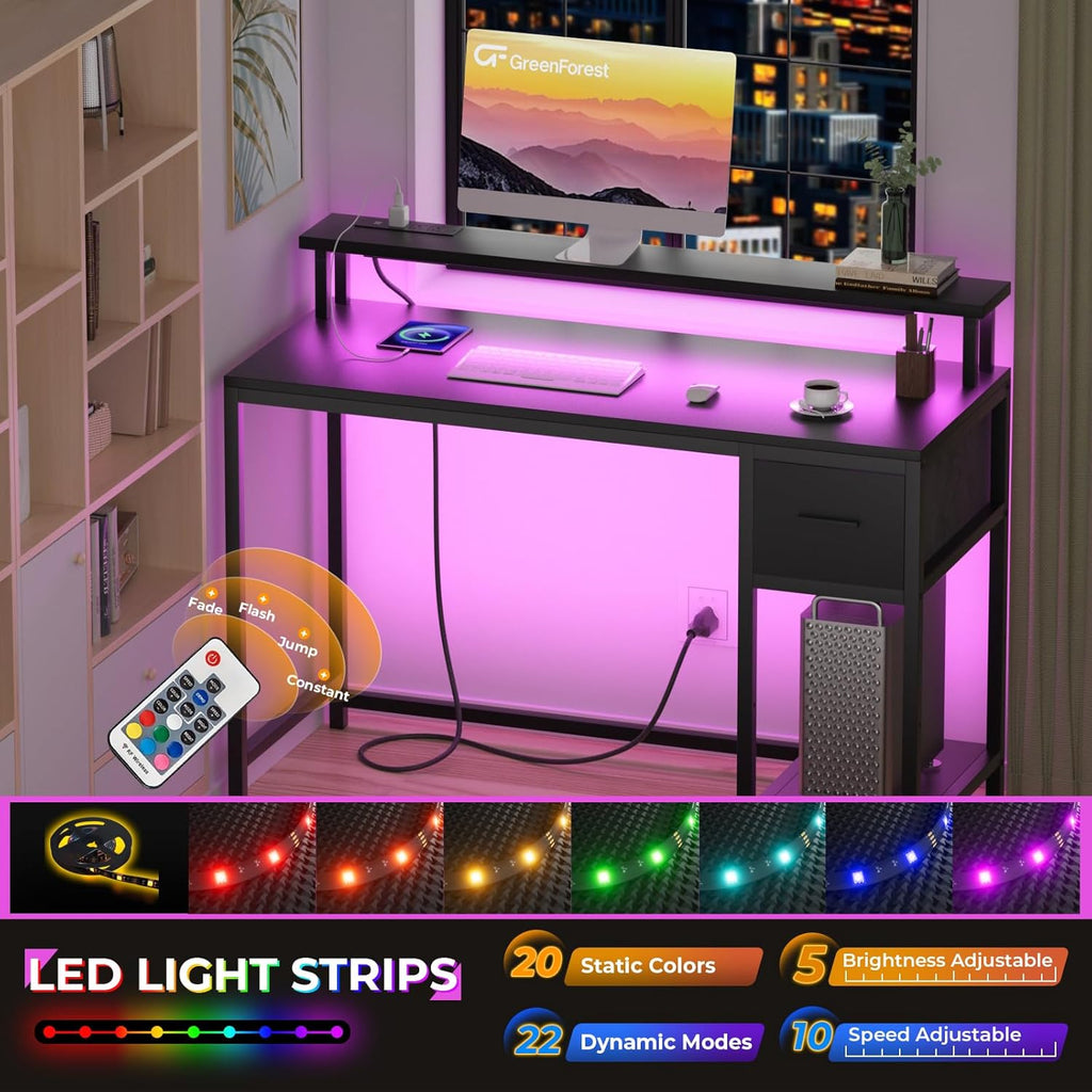 Black Folding Desk with Monitor Stand Z533