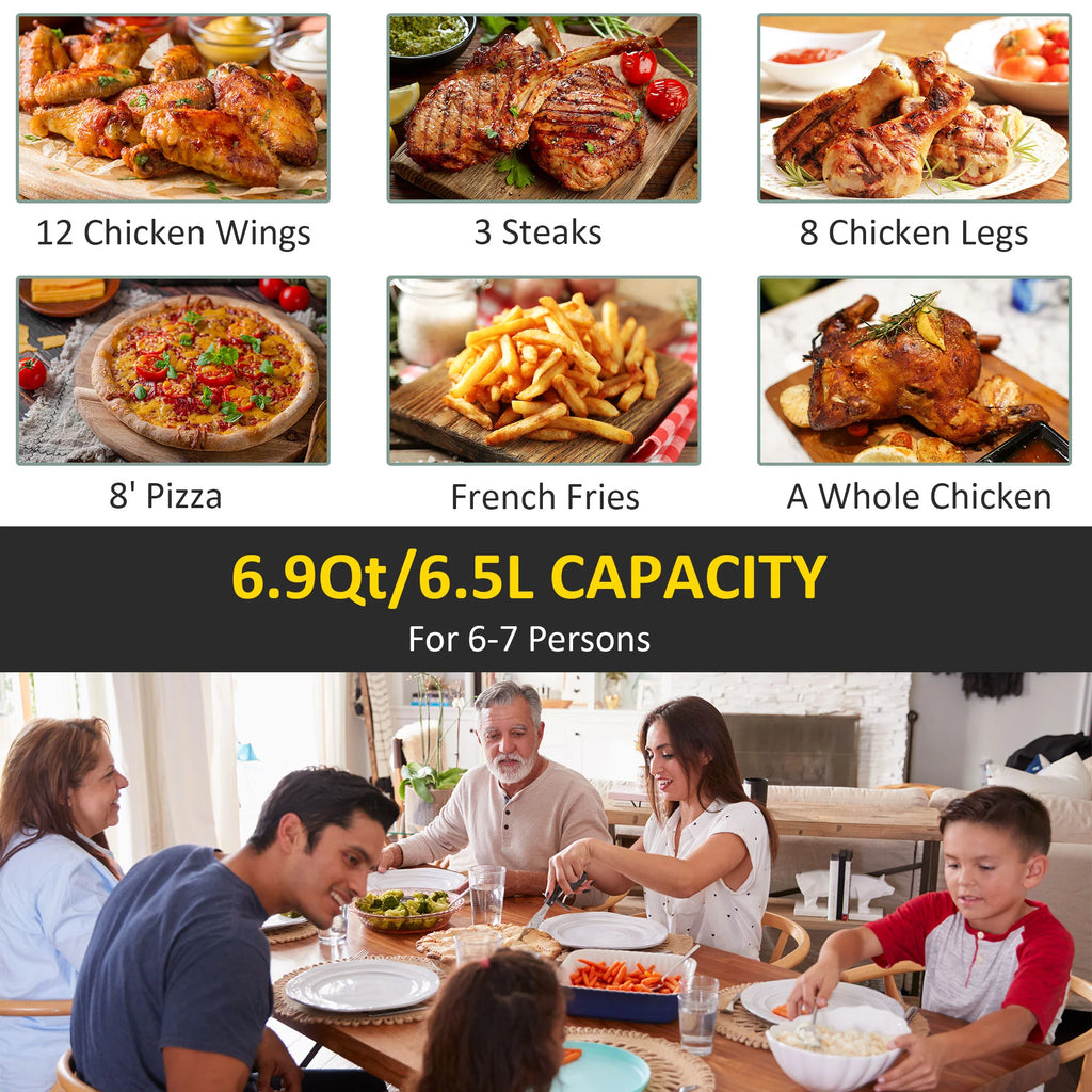 Black 6.9 Quart Air Fryer with Nonstick Basket O841745