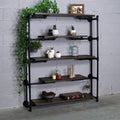 Modern Industrial Floating Tier Etagere Espresso and Hammered Black D4235