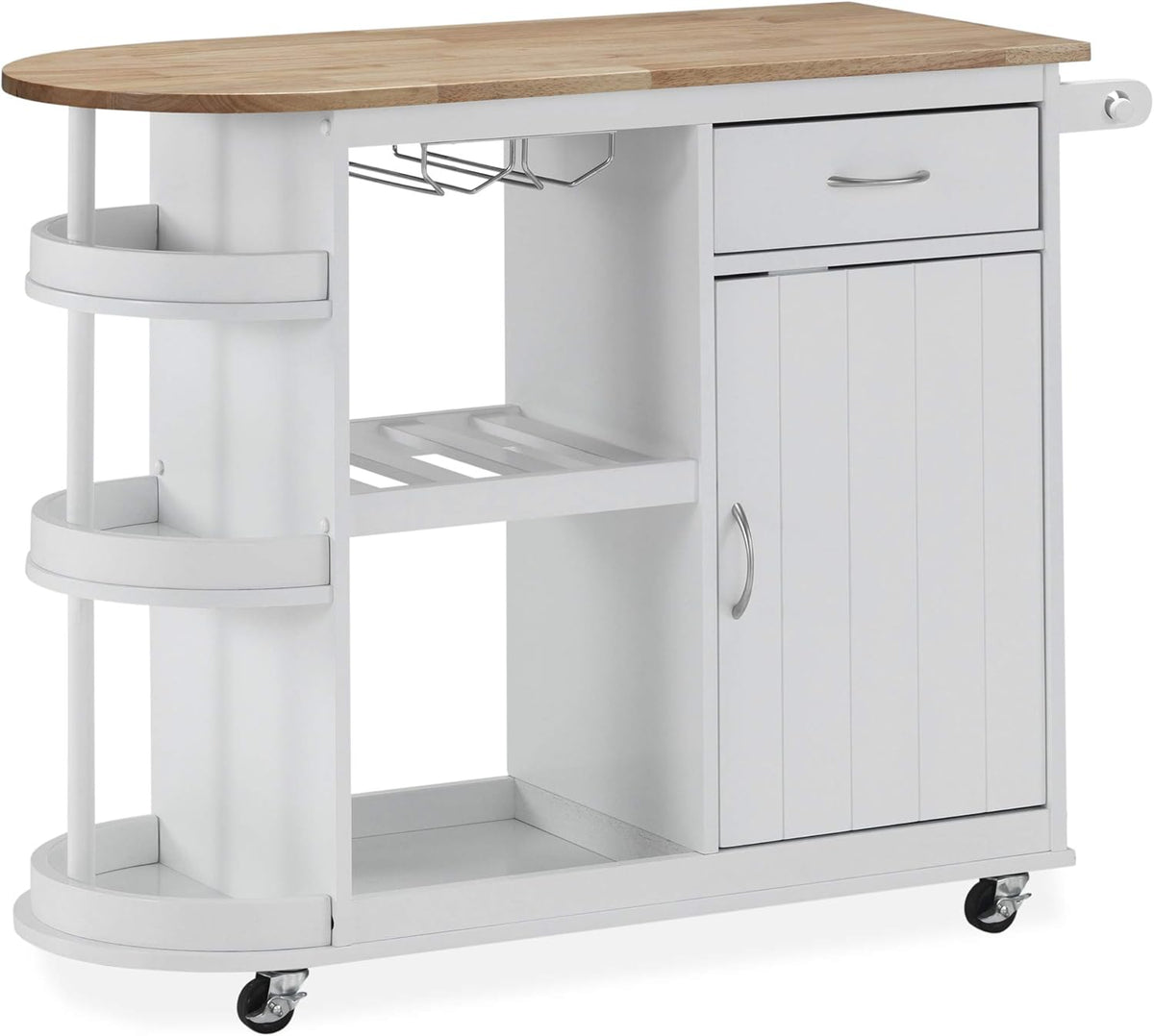 White Kitchen Cart with Wheels Y76544