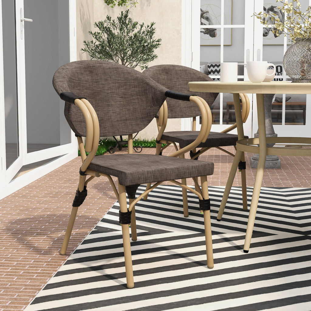 Natural Tone Patio Side Chairs Set of 2 H954