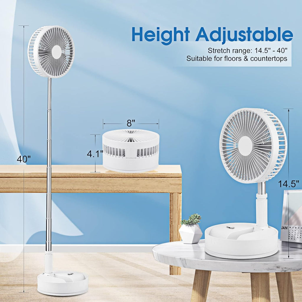Portable Oscillating Standing Fan with Remote, 8 Foldable Rechargeable Quiet Fan, Pack of 2 W87757