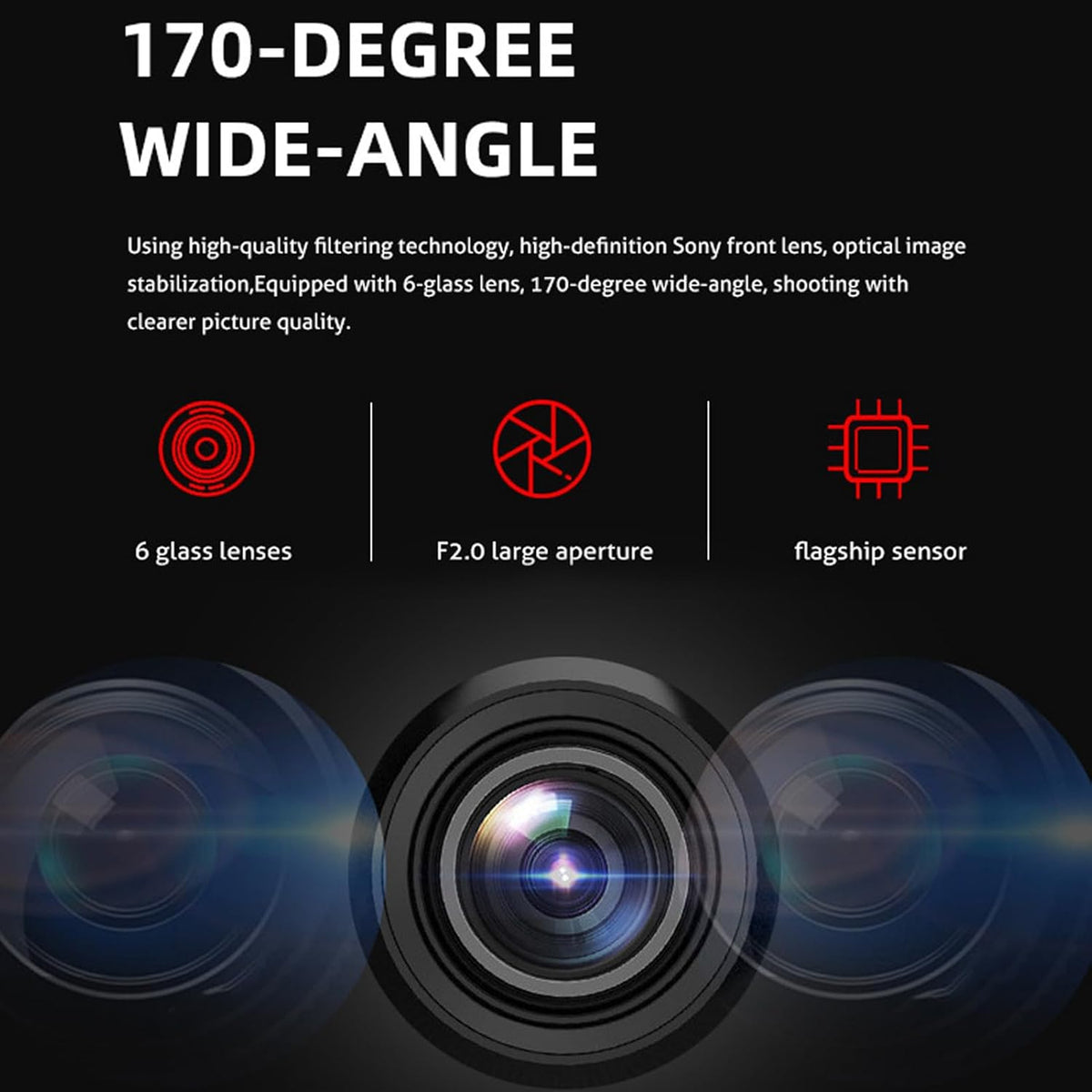 1080P FHD Front and Rear Dash Cam with 170° Wide Angle U296523
