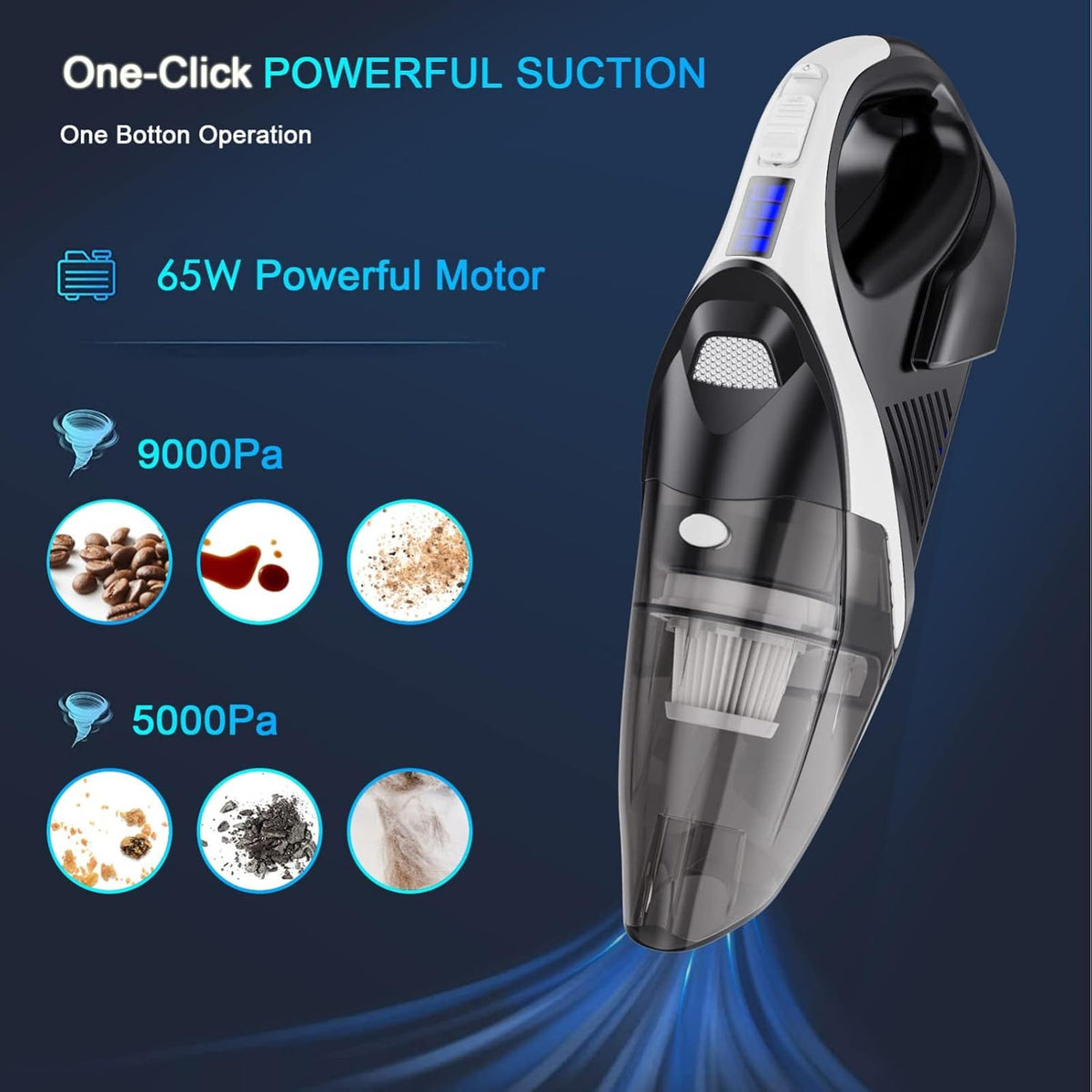 Cordless Handheld Vacuum 9000Pa with LED Light P627