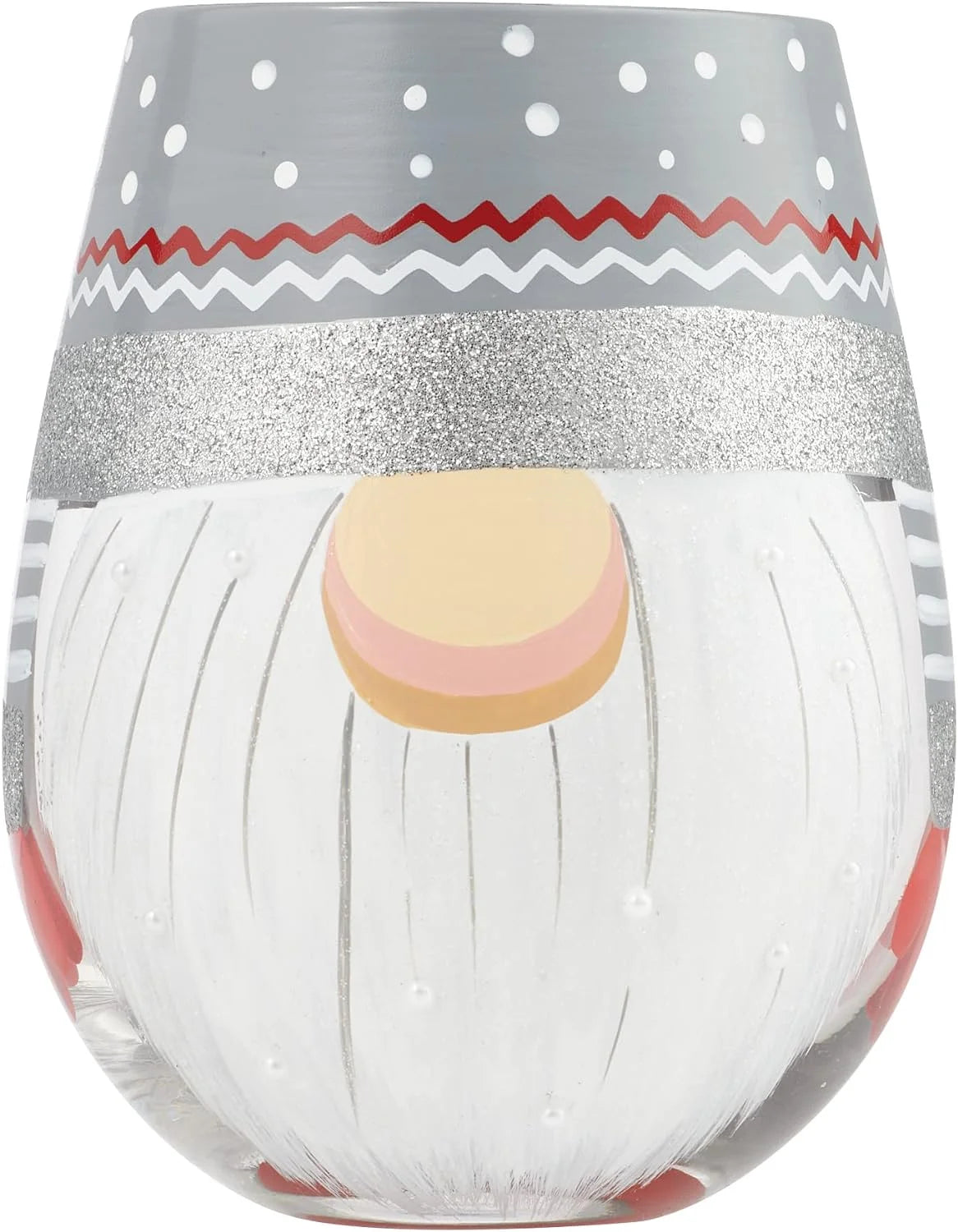 Sweet Gnome Hand-Painted Artisan Stemless Wine Glass, 20 Ounce, Multicolor T4710