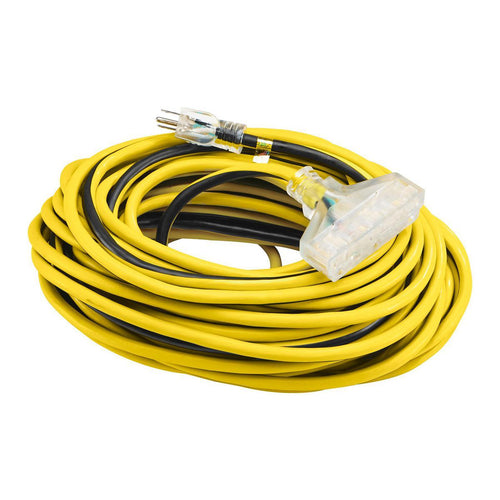 100 ft. 12/3 Gauge Multiple Outlet Extension Cord with Indicator Light, Yellow, Black C501