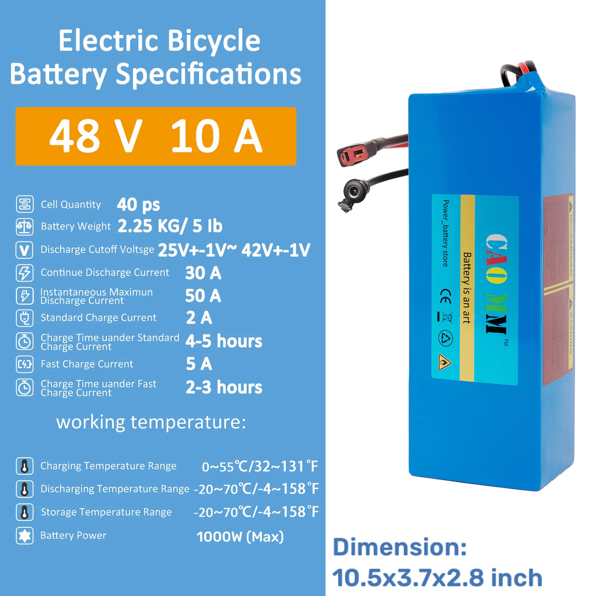 48V 8Ah Lithium Ebike Battery with Charger W458