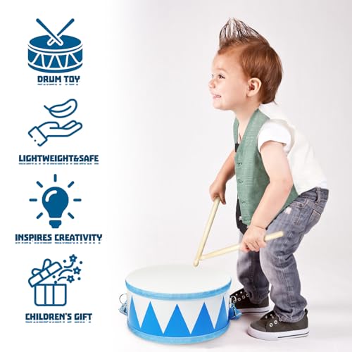 8" Wooden Kids Drum Set with Adjustable Strap and 2 Drumsticks N445485