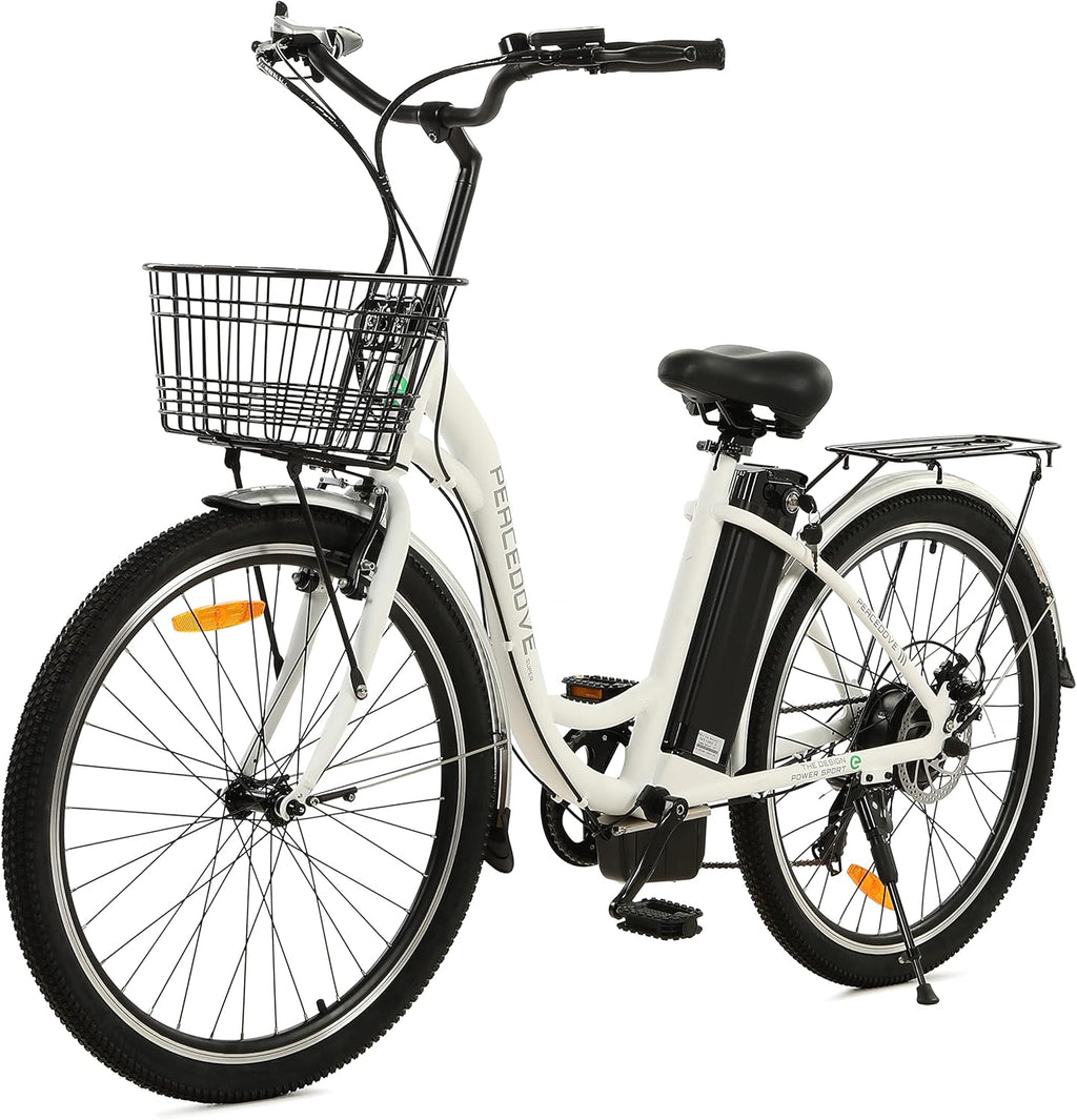26" 350W Electric Cruiser Bike with Basket Shimano 7 Speed Removable 36V 10AH Lithium Battery V347531