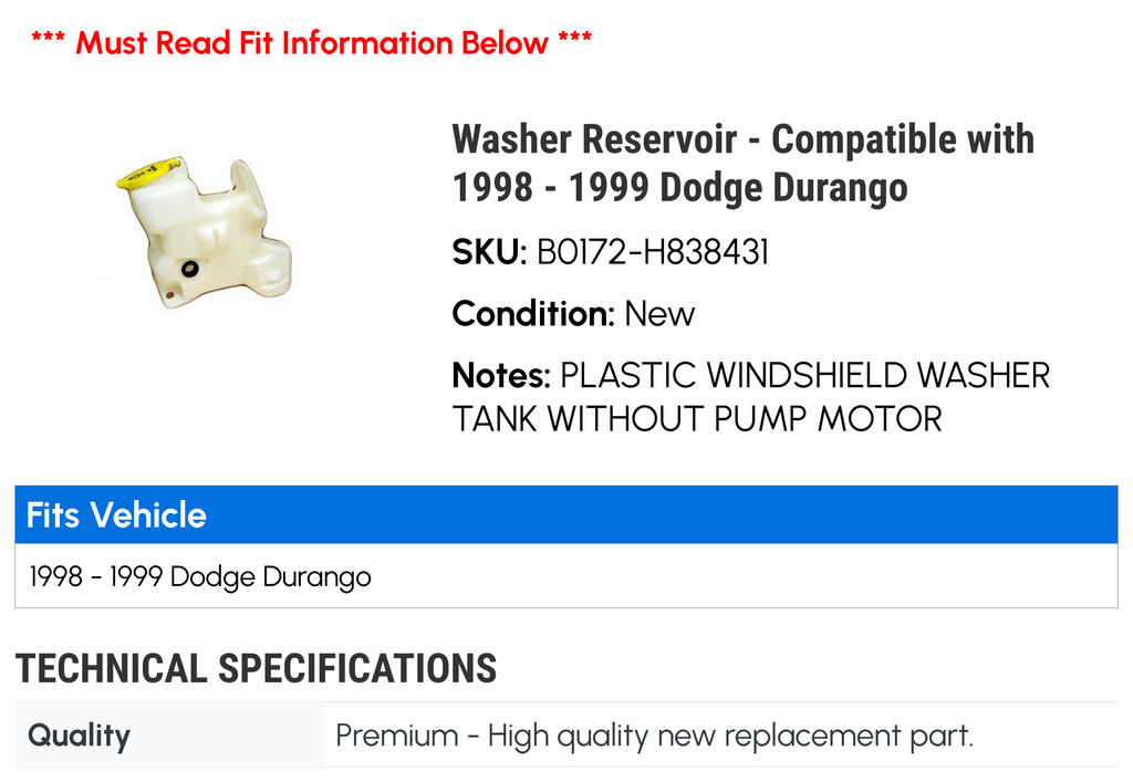 Washer Reservoir O10999