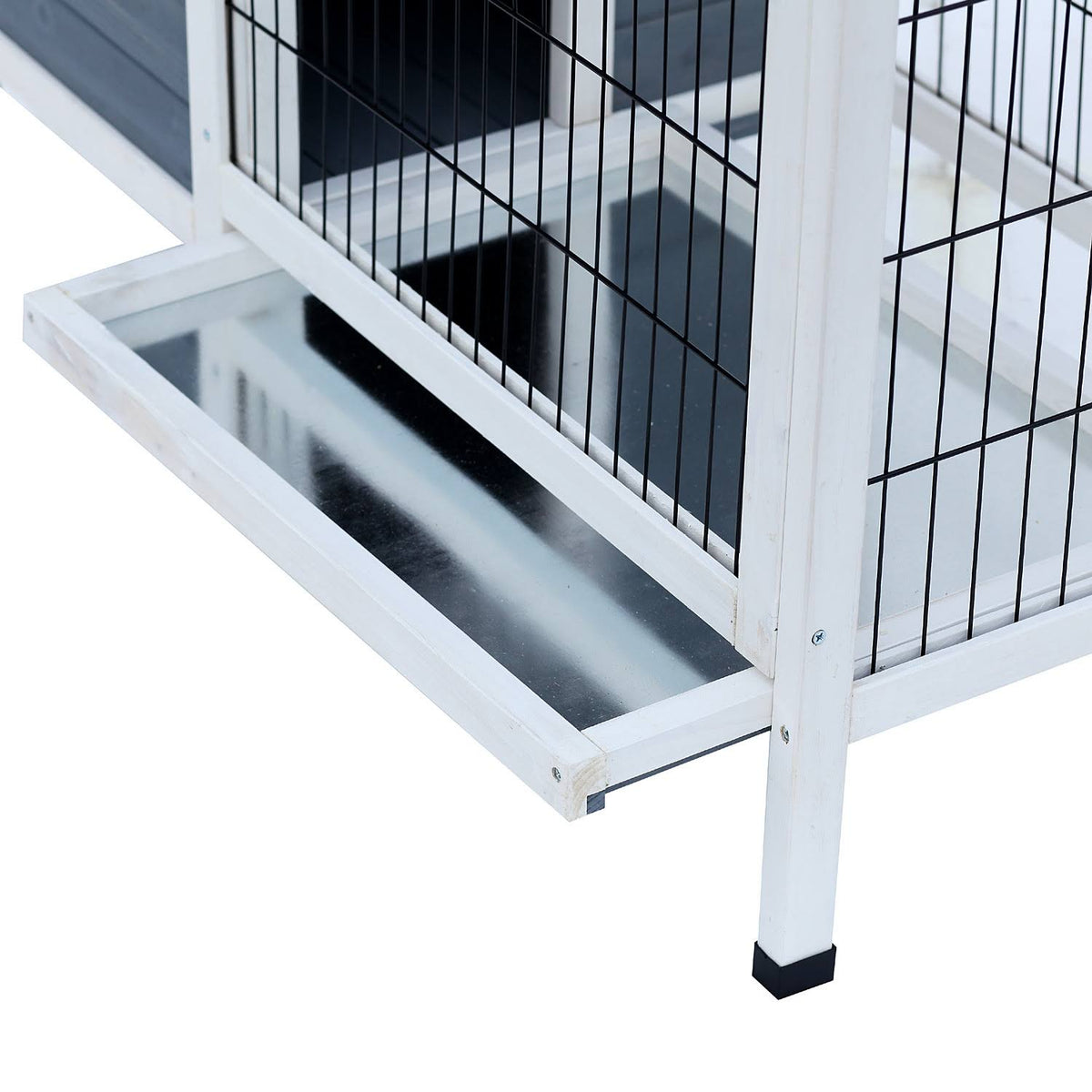 36x22 Raised Outdoor Wooden Rabbit Hutch with Enclosed Run P594983