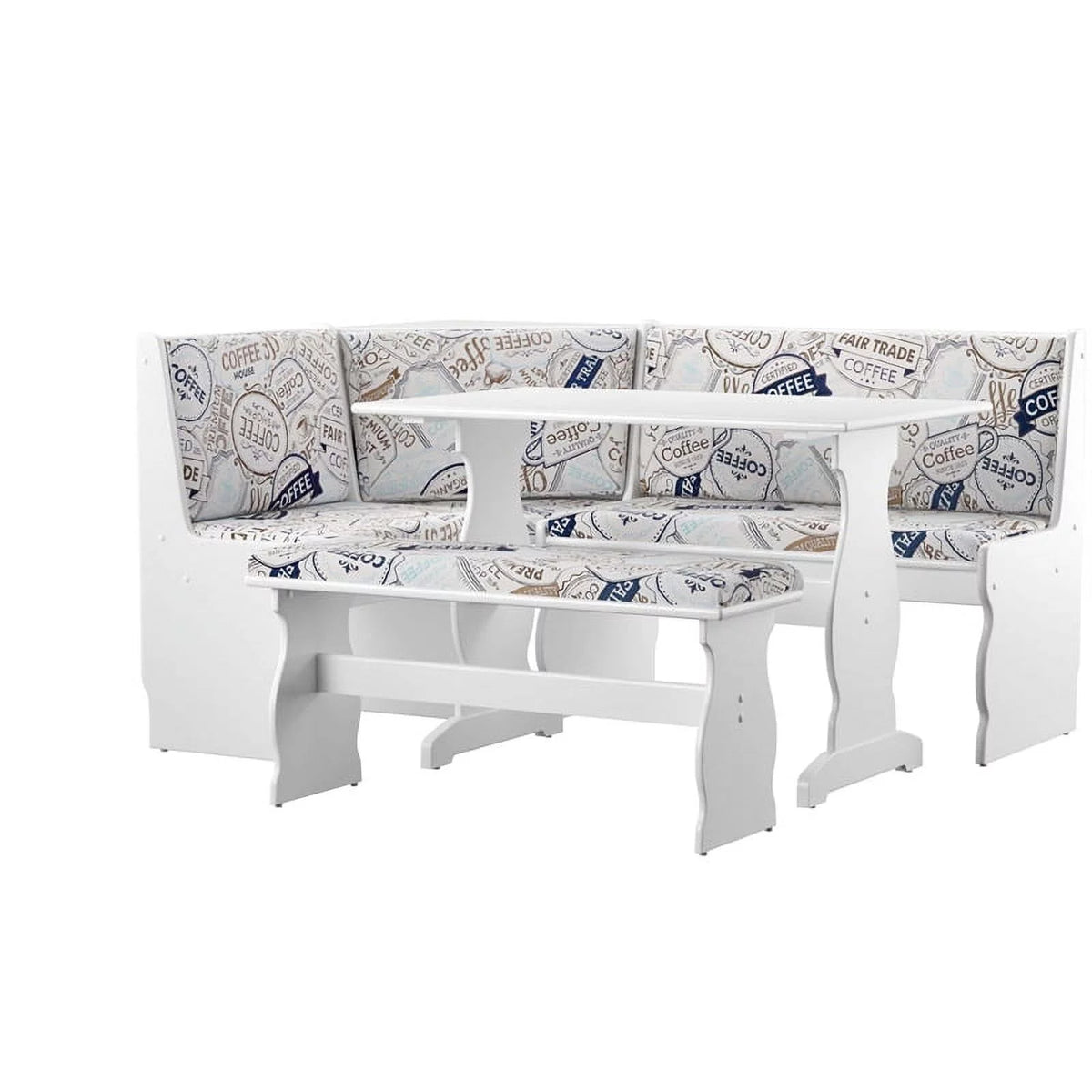 White Wood Corner Dining Set Z1882