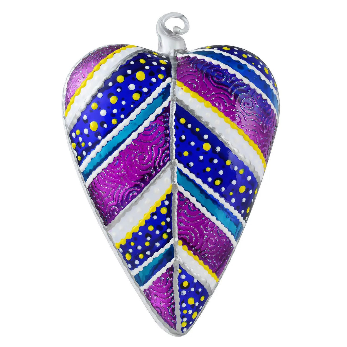 Glass Heart Hand Painted Christmas Ornament T4518