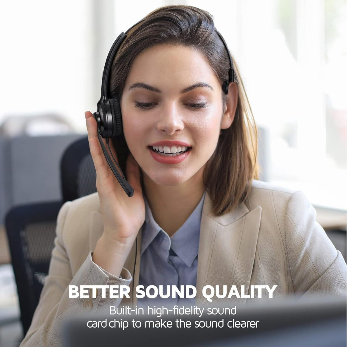USB Headset with Microphone, Noise Cancelling Mic, On-Ear, Pack of 2 V476476
