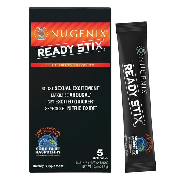 Men's Excitement Booster Supplement, 5 Packets, Powder, Sour Blue Raspberry G851