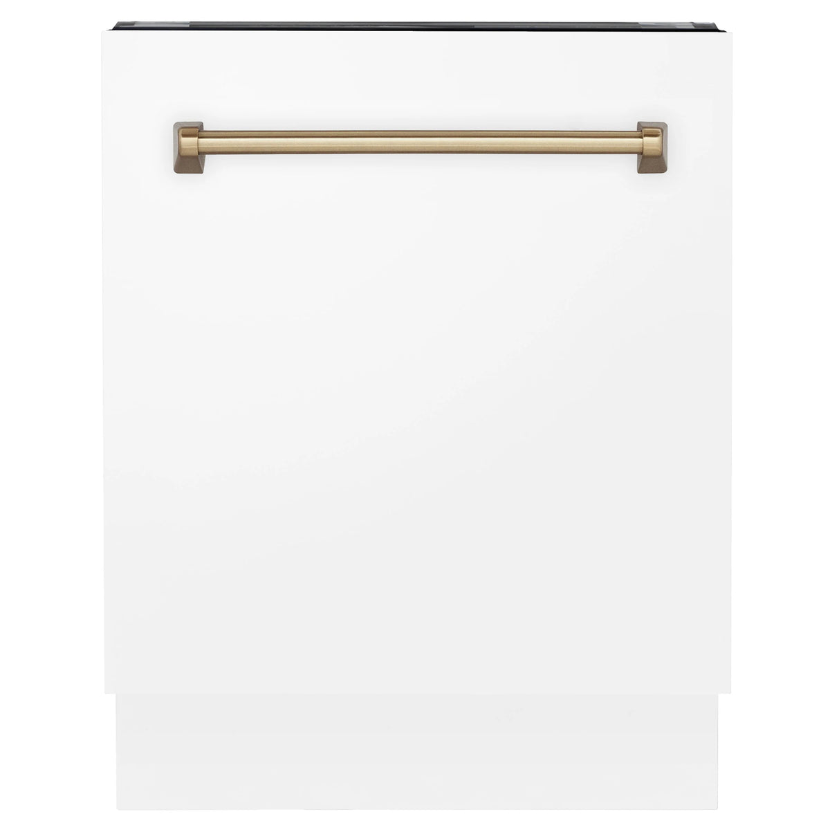 24 inch Tall Dishwasher in White Matte with Champagne Bronze Handle M9451