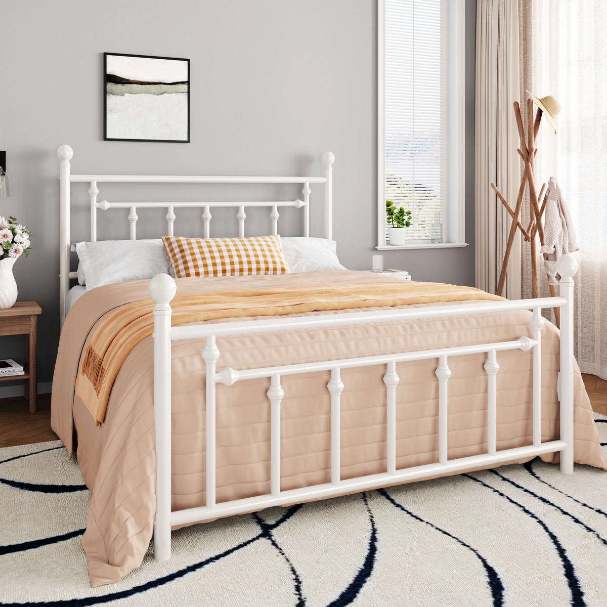 Full Size Black Metal Platform Bed Frame with Headboard and Footboard Z530