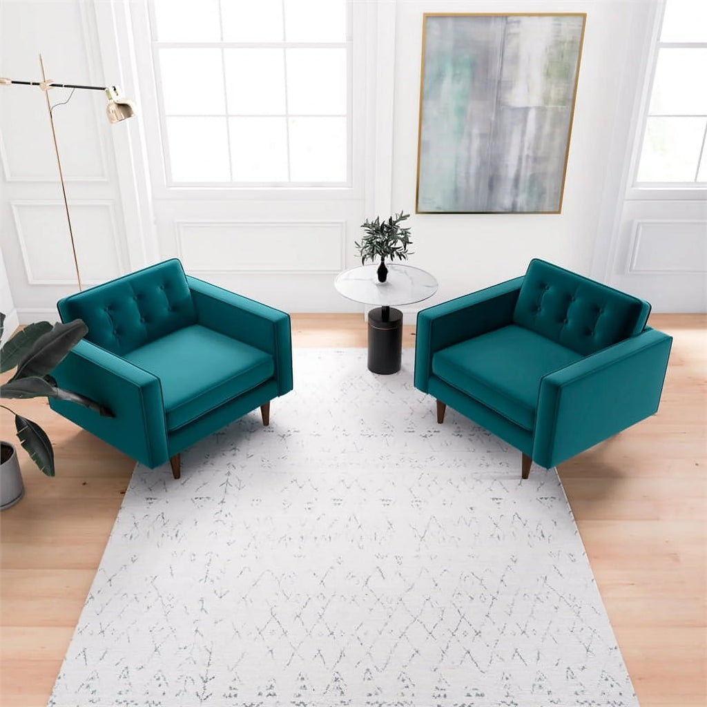 Turquoise Velvet Lounge Chair (Set of 2) K464
