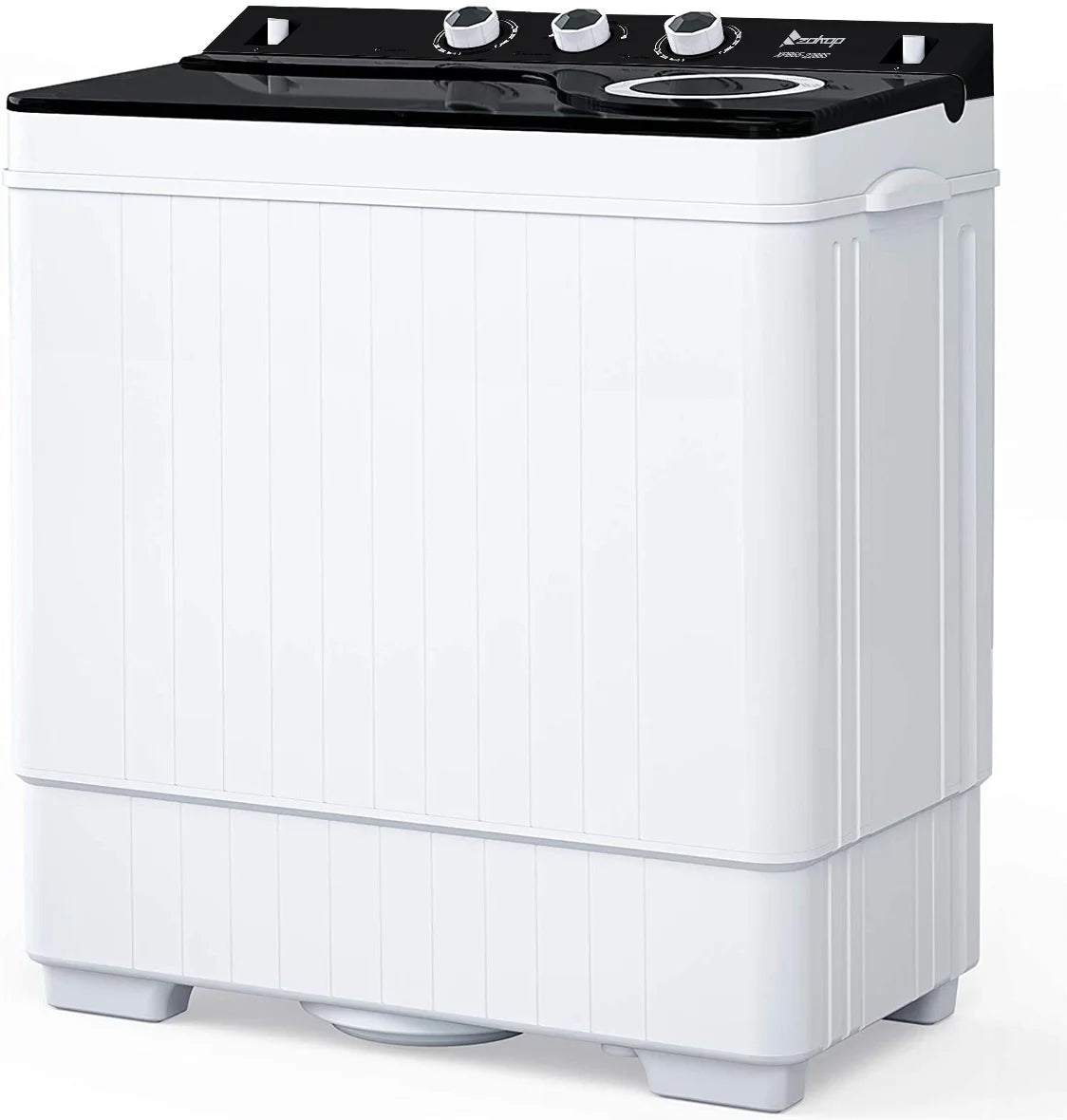 Semi-automatic Twin Tub Washing Machine with Built-in Drain Pump, 26Lbs, White&Black E880