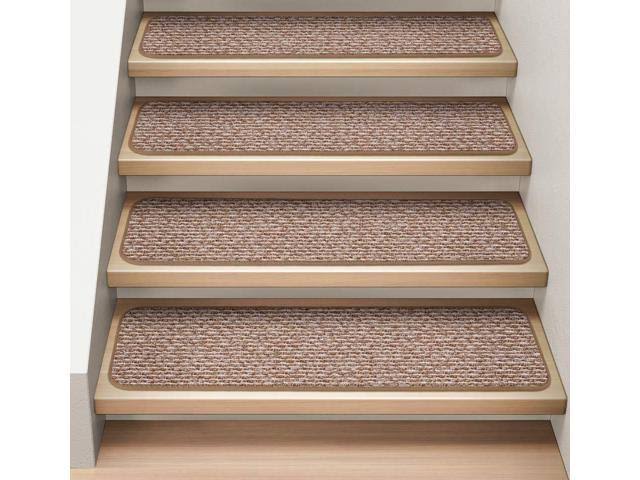 15 Pc Attachable Carpet Stair Treads Praline Brown 8 in. x 27 in. B7220