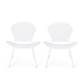 Set of 2 Matte White Outdoor Iron Club Chair U266