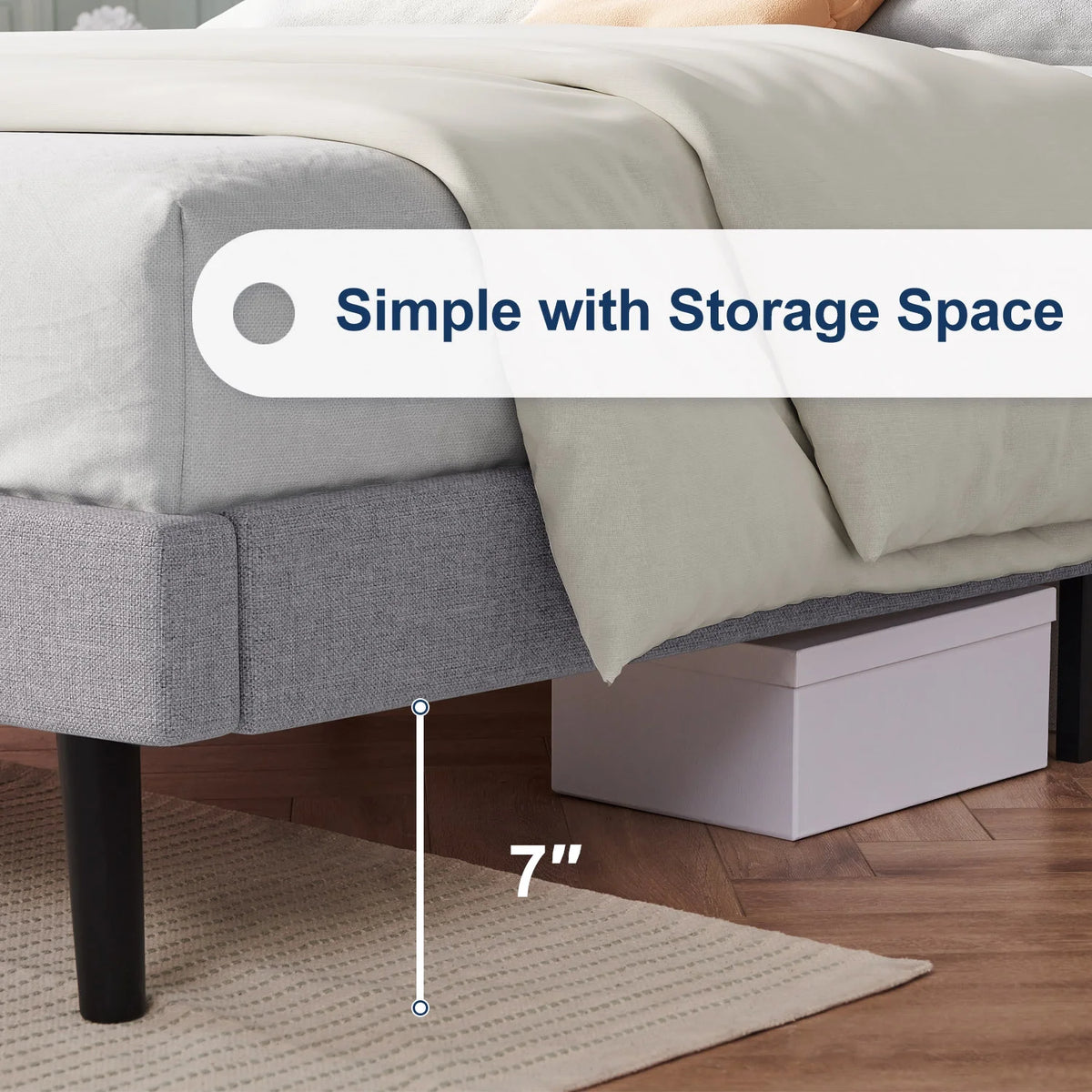 Queen Upholstered Platform Bed Frame Light Gray F126246