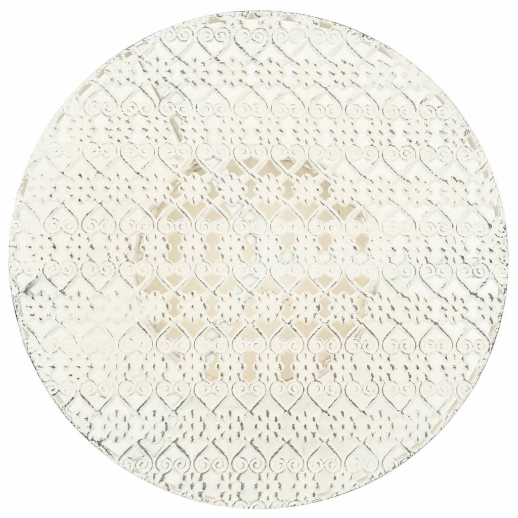 White Glass Metal Round Bistro Table with Storage Basket T172305