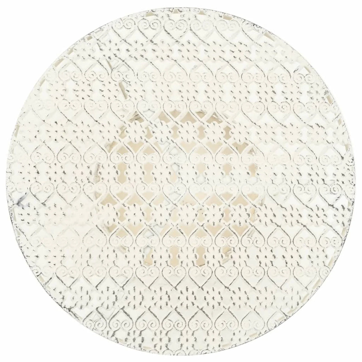 White Glass Metal Round Bistro Table with Storage Basket T172305