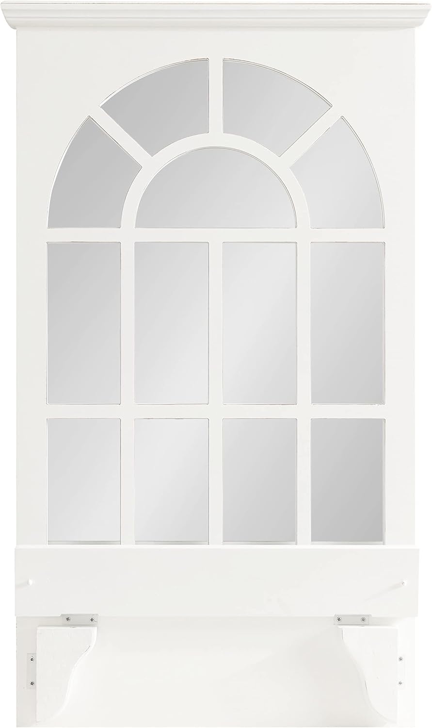 Traditional Arched Mirror with Shelf, 21 x 36, White E5386