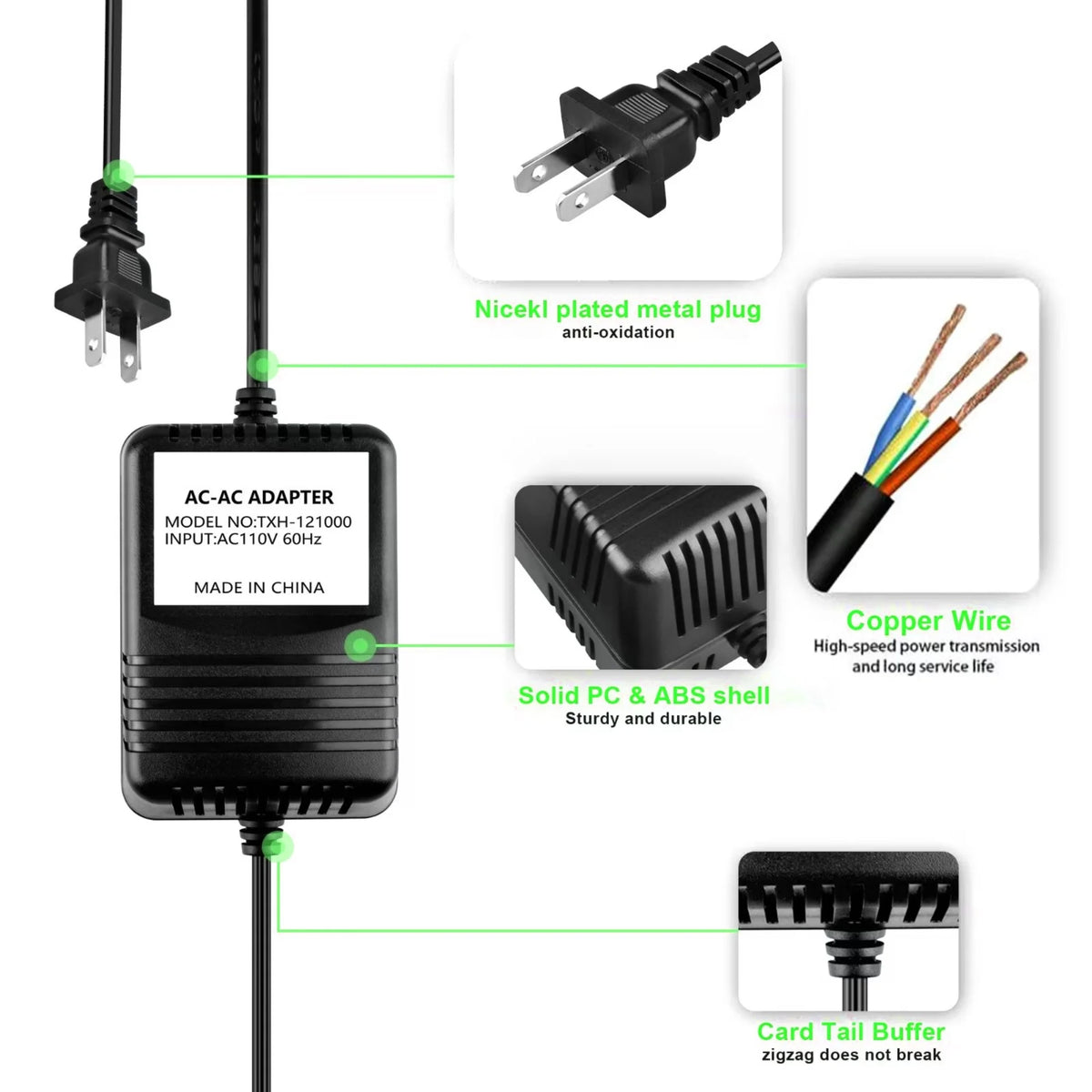 12V AC to AC Adapter Power Supply Cord Charger O309990