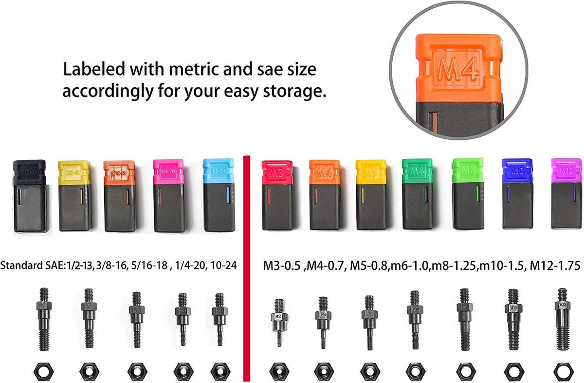 16 Rivet Nut Tool Set with 115Pcs Assorted Rivet Nuts and aluminum Carrying Case I111