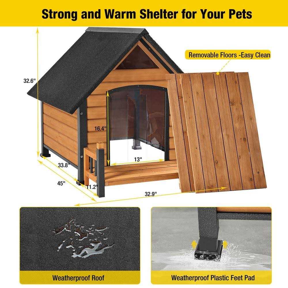 Outdoor Dog House with Porch Iron Frame W666