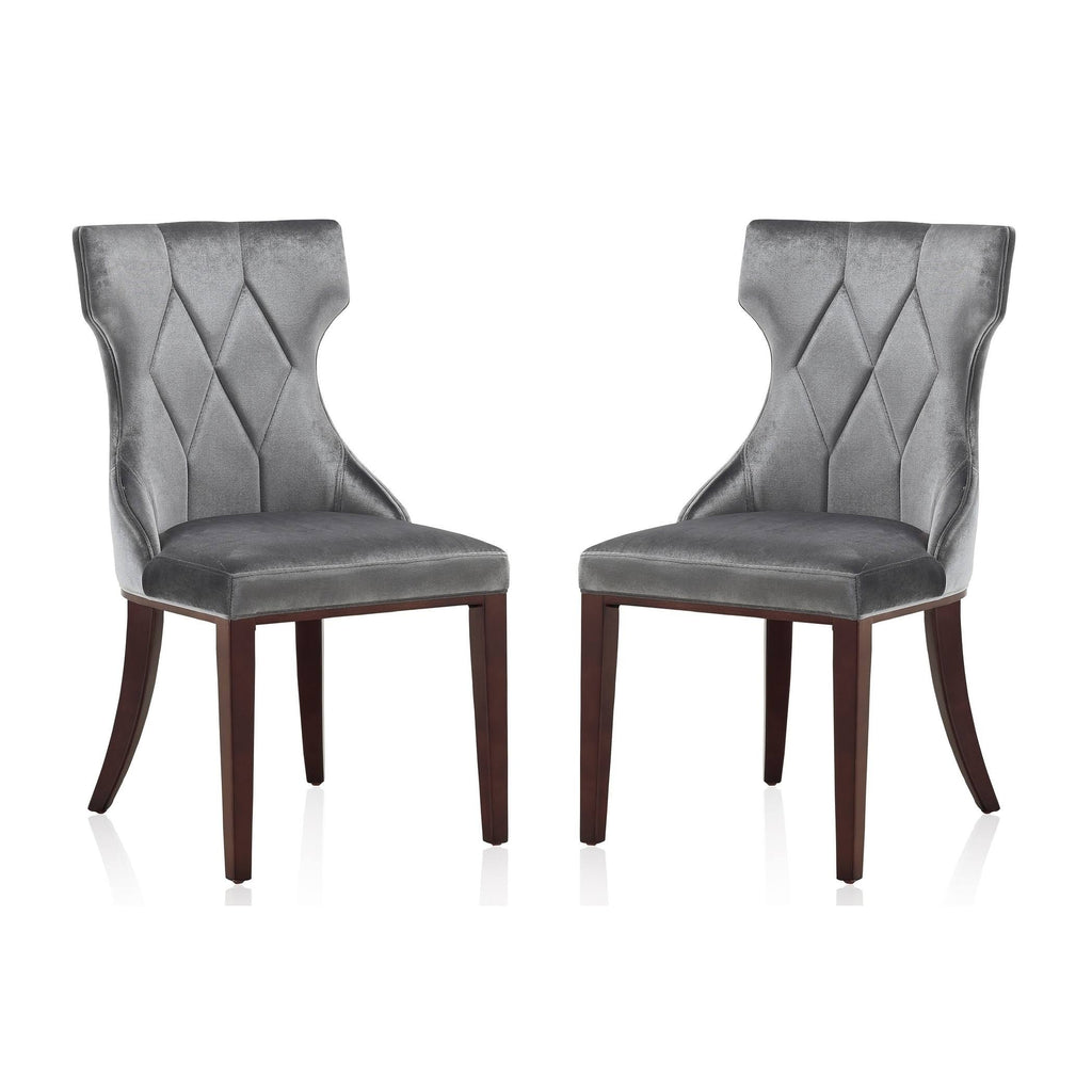 Velvet Dining Chair Set of 2 Grey D489