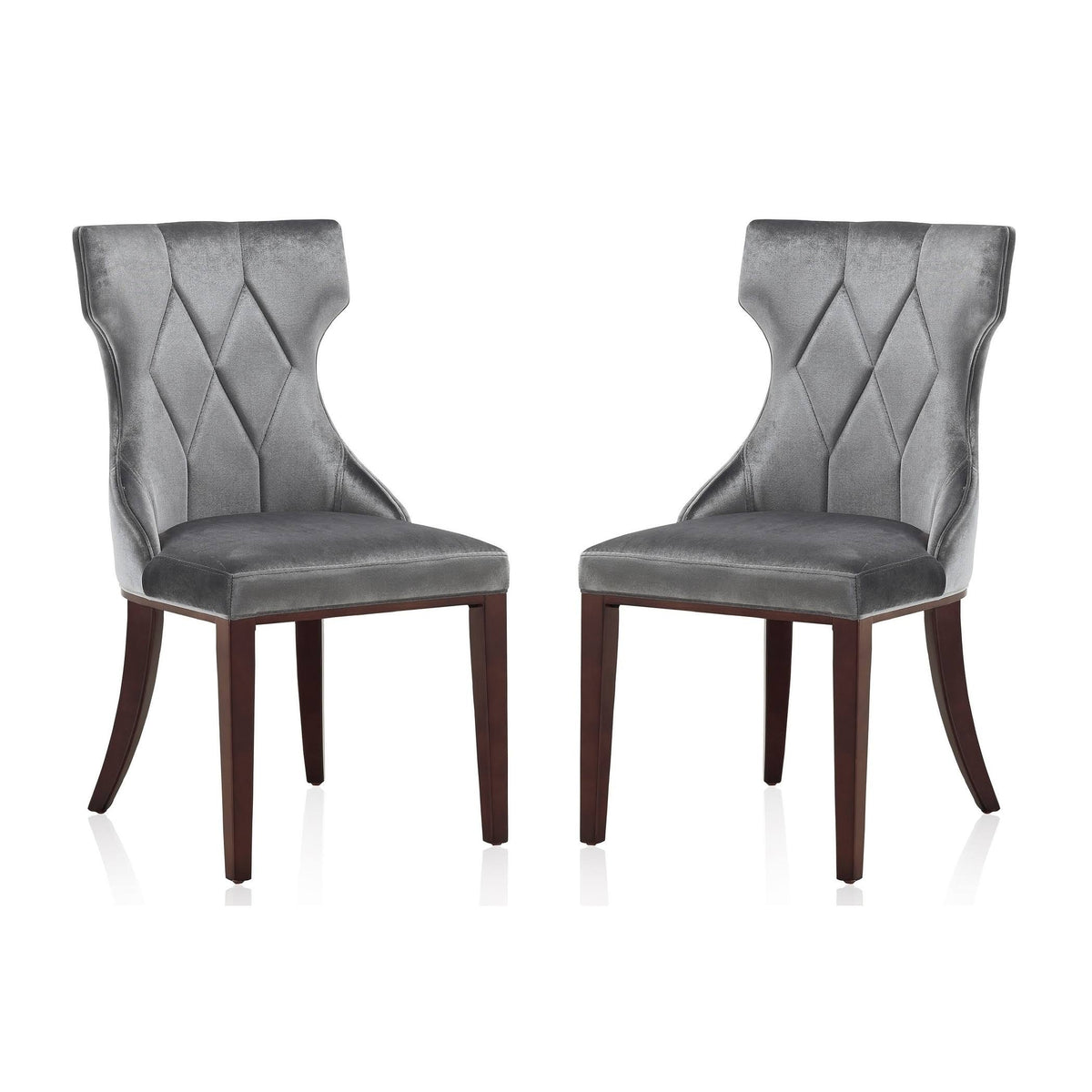 Velvet Dining Chair Set of 2 Grey D489