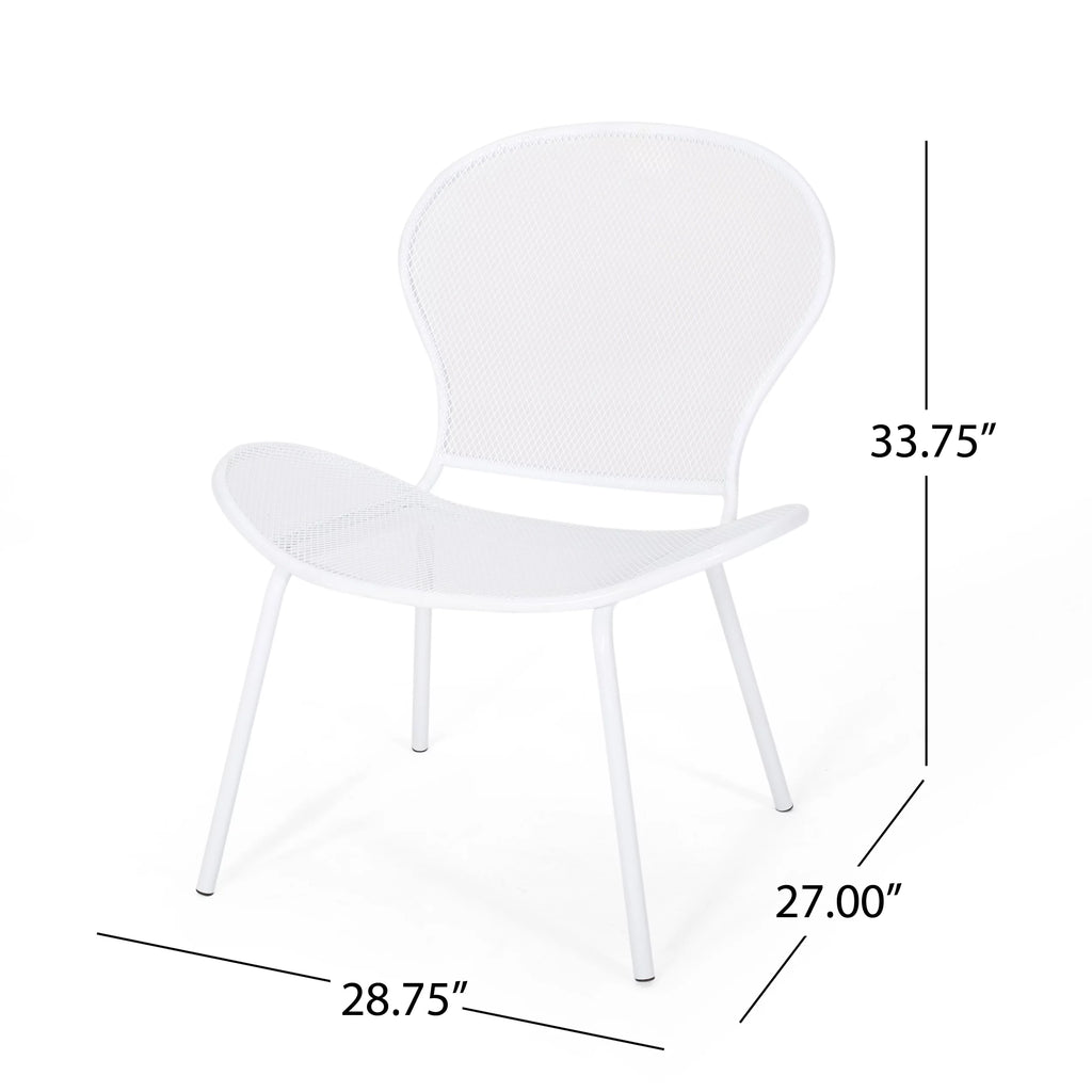 Set of 2 Matte White Outdoor Iron Club Chair U266