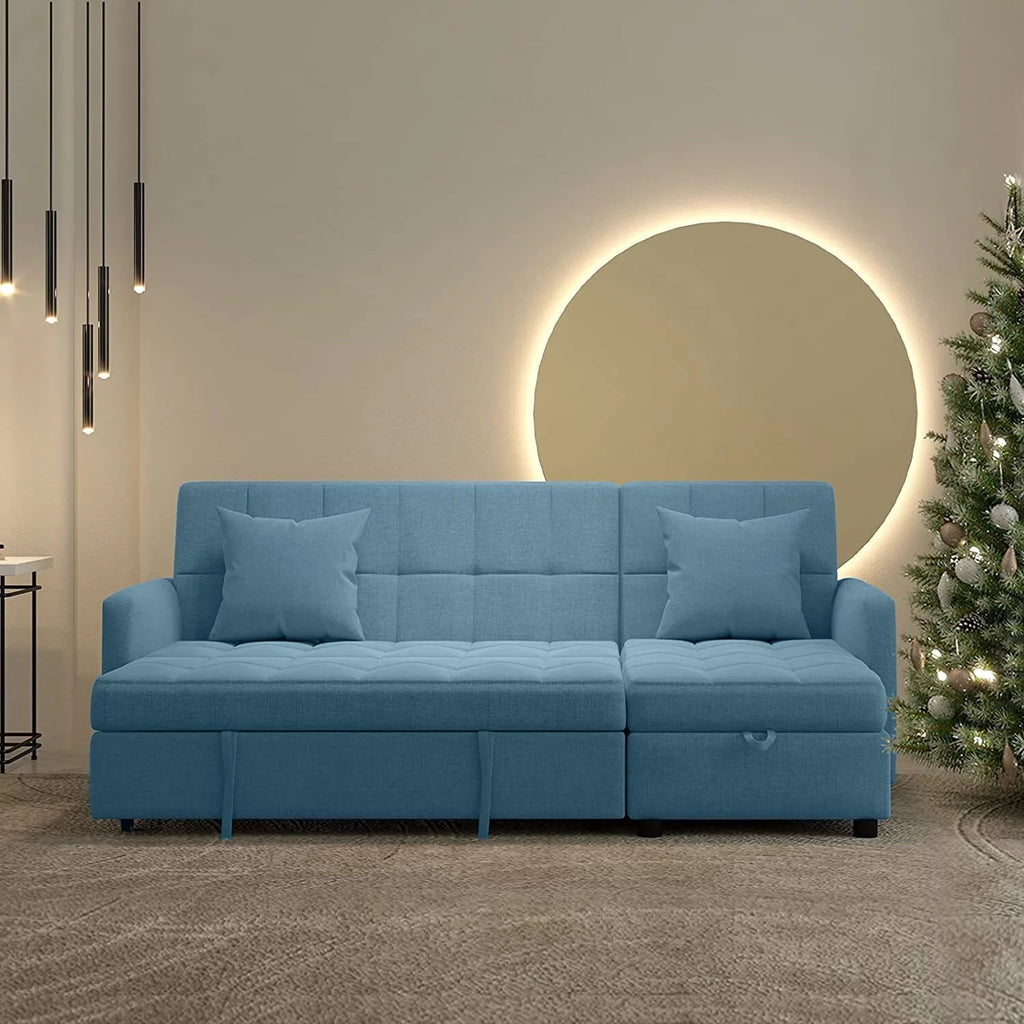 Reversible Sleeper Sectional Sofa with Storage Chaise Light Grey A358643