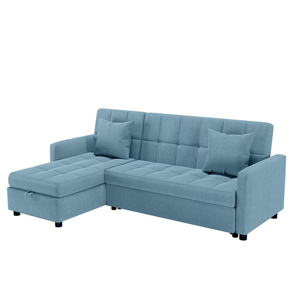 Reversible Sleeper Sectional Sofa with Storage Chaise Light Grey A358643